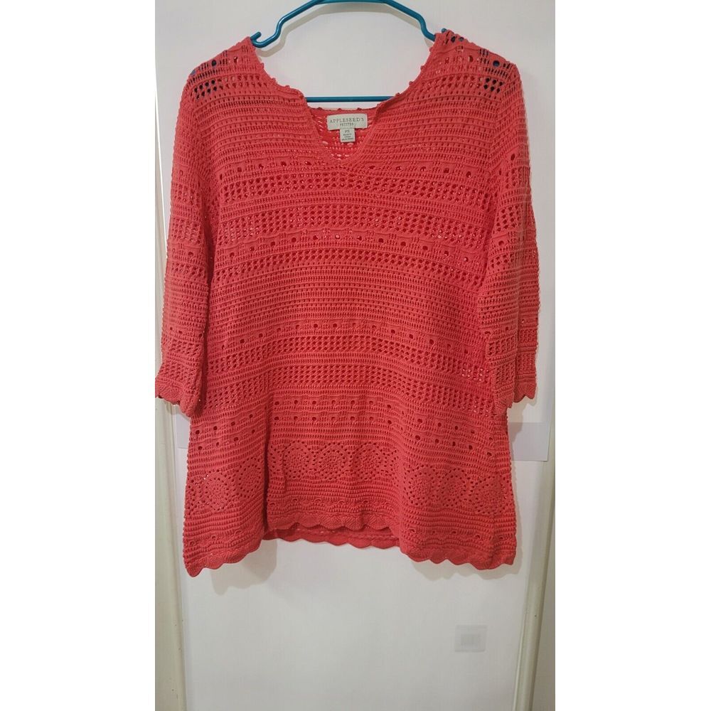Appleseed's pink‎ crochet ps sweater
